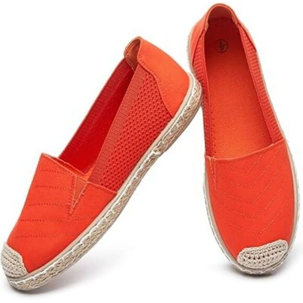 Women's Flats Shoes,Breathable  Flats, Slip on Shoes.  Orange Red.‎ Size 6